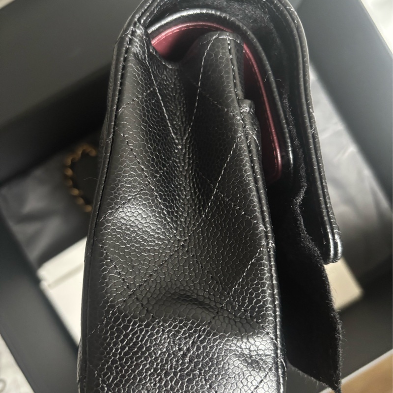 9成新 Chanel cf 25 值得收藏-黑金荔枝牛皮 金扣 - 台灣購入-2
