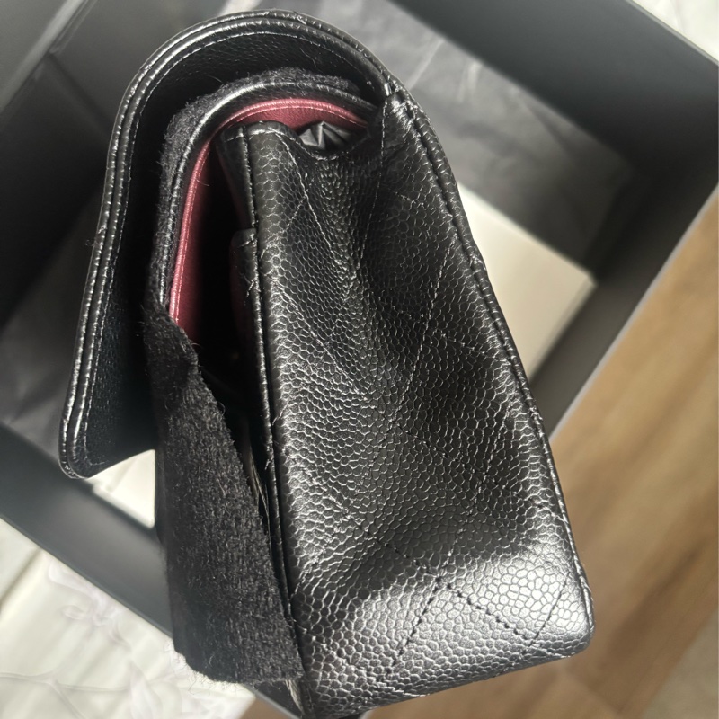 9成新 Chanel cf 25 值得收藏-黑金荔枝牛皮 金扣 - 台灣購入-3