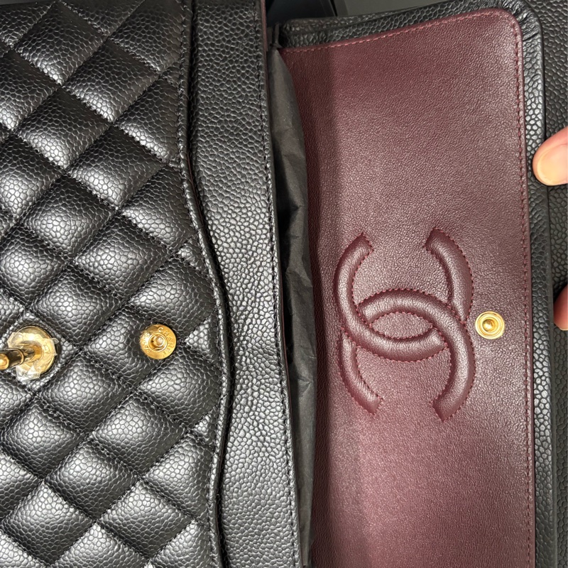 9成新 Chanel cf 25 值得收藏-黑金荔枝牛皮 金扣 - 台灣購入-5