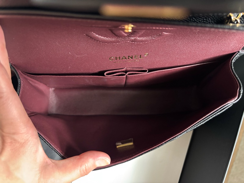 9成新 Chanel cf 25 值得收藏-黑金荔枝牛皮 金扣 - 台灣購入-6