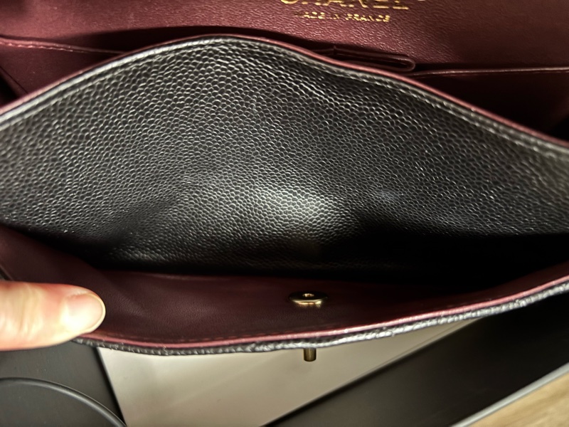 9成新 Chanel cf 25 值得收藏-黑金荔枝牛皮 金扣 - 台灣購入-7