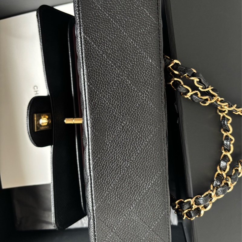 9成新 Chanel cf 25 值得收藏-黑金荔枝牛皮 金扣 - 台灣購入-11