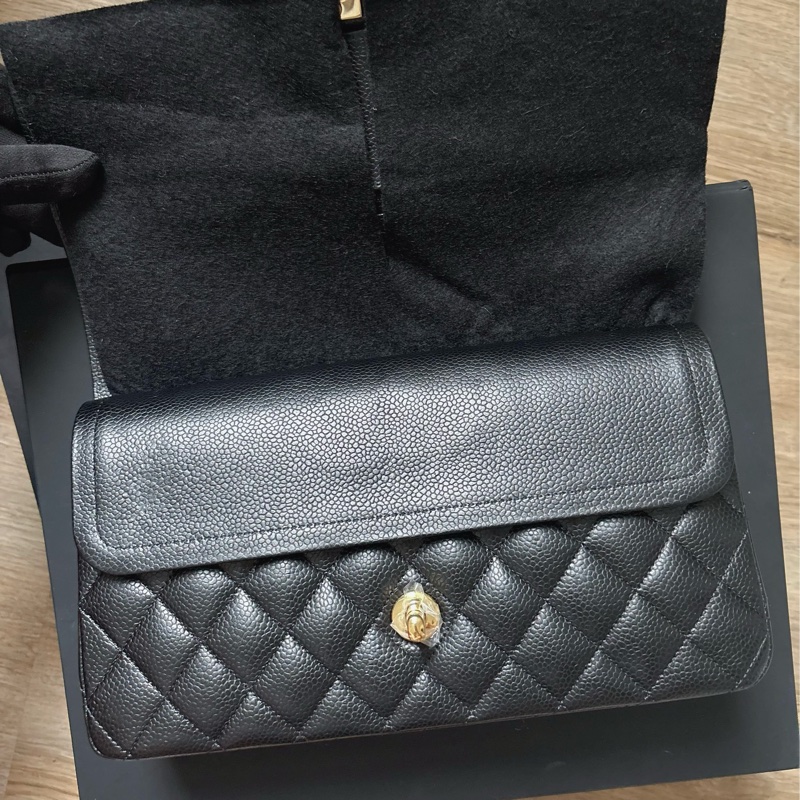 9成新 Chanel cf 25 值得收藏-黑金荔枝牛皮 金扣 - 台灣購入-17