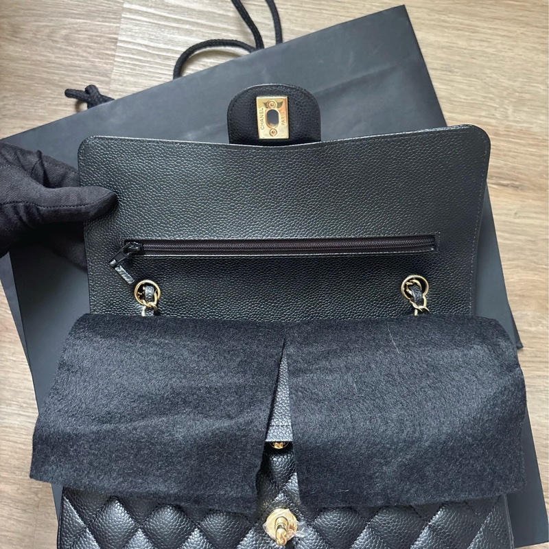 9成新 Chanel cf 25 值得收藏-黑金荔枝牛皮 金扣 - 台灣購入-18