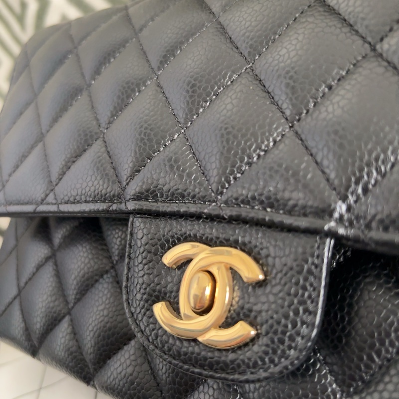 9成新 Chanel cf 25 值得收藏-黑金荔枝牛皮 金扣 - 台灣購入-8