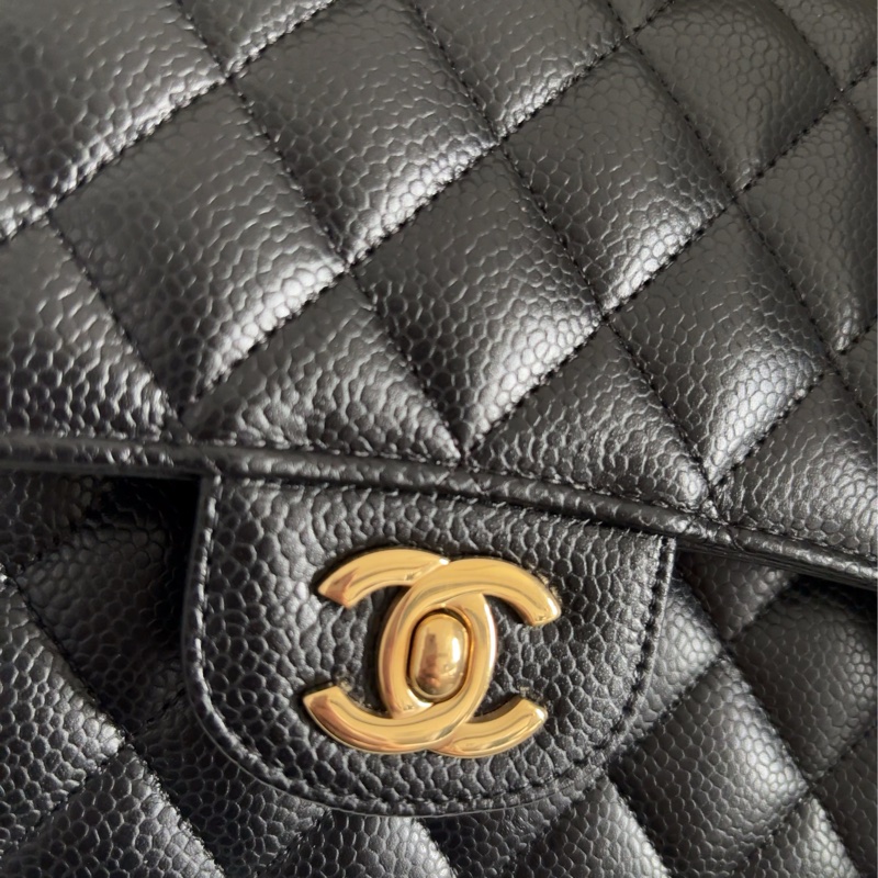 9成新 Chanel cf 25 值得收藏-黑金荔枝牛皮 金扣 - 台灣購入-9