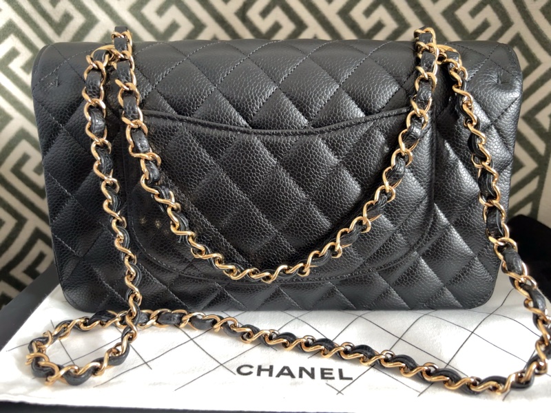 9成新 Chanel cf 25 值得收藏-黑金荔枝牛皮 金扣 - 台灣購入-10