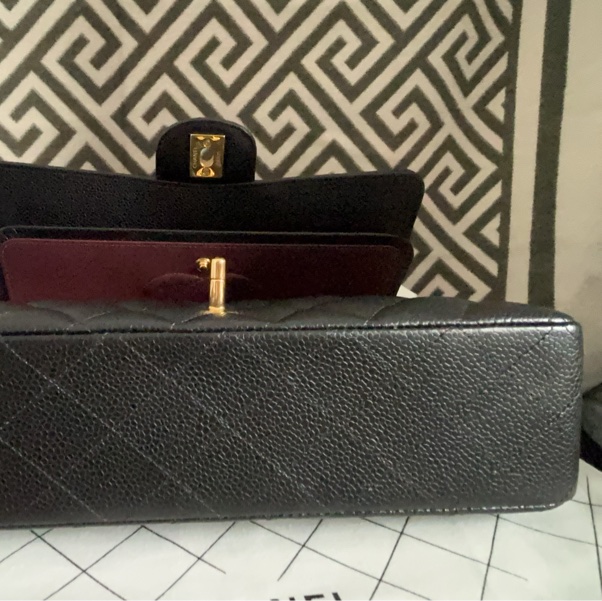 9成新 Chanel cf 25 值得收藏-黑金荔枝牛皮 金扣 - 台灣購入-14