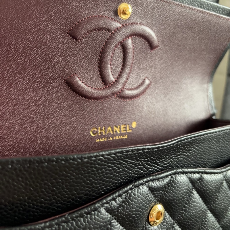 9成新 Chanel cf 25 值得收藏-黑金荔枝牛皮 金扣 - 台灣購入-19
