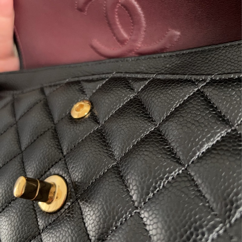 9成新 Chanel cf 25 值得收藏-黑金荔枝牛皮 金扣 - 台灣購入-20