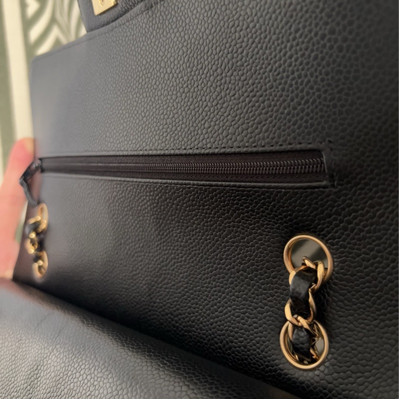 9成新 Chanel cf 25 值得收藏-黑金荔枝牛皮 金扣 - 台灣購入-23