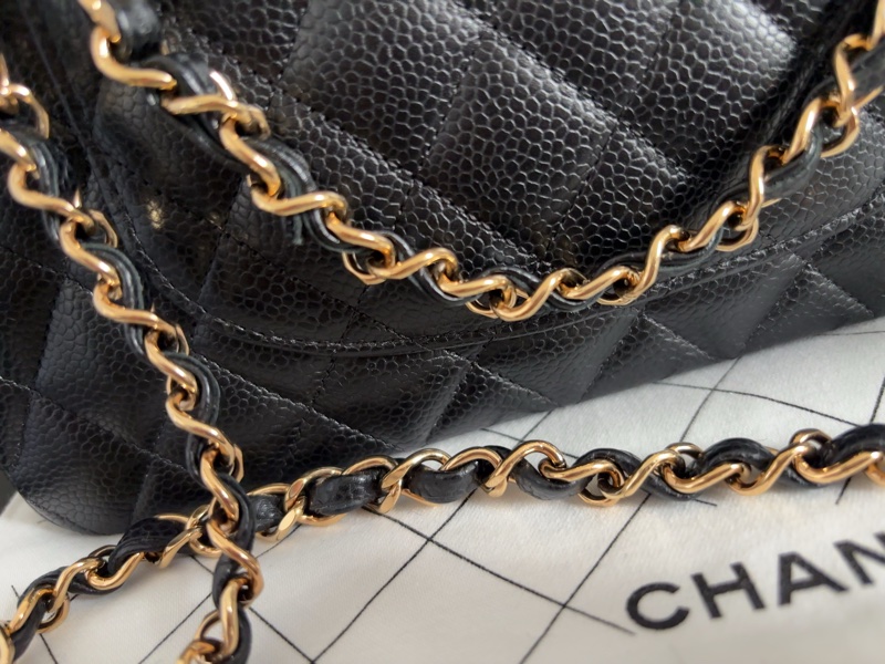 9成新 Chanel cf 25 值得收藏-黑金荔枝牛皮 金扣 - 台灣購入-25