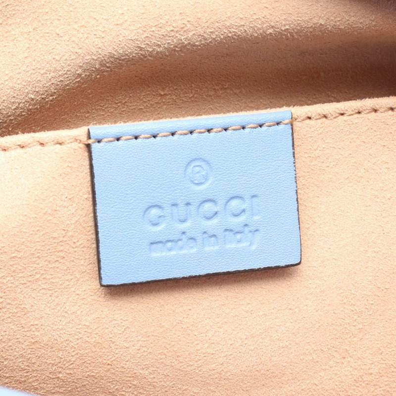 GUCCI GG Marmont 斜背鏈條單肩包 447632 皮革 藍色 二手 女款-3