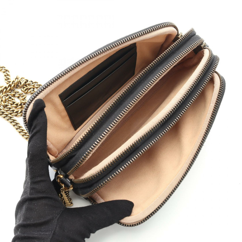GUCCI GG Marmont 斜背鏈條單肩包 546581 皮革黑色二手-2