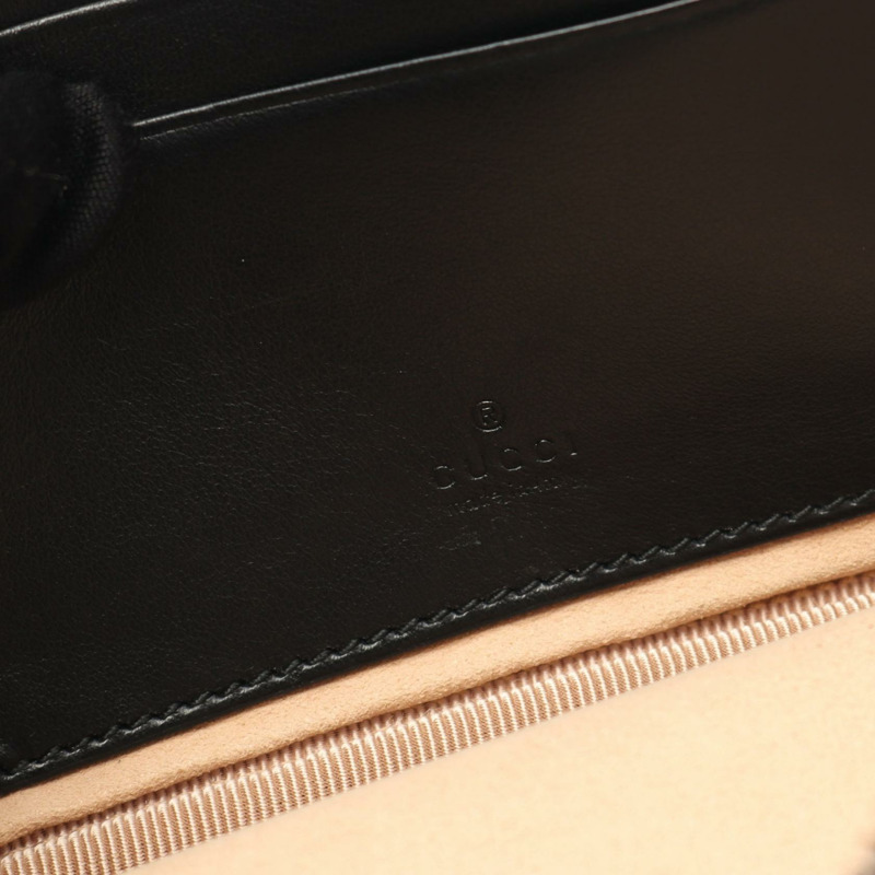 GUCCI GG Marmont 斜背鏈條單肩包 546581 皮革黑色二手-3