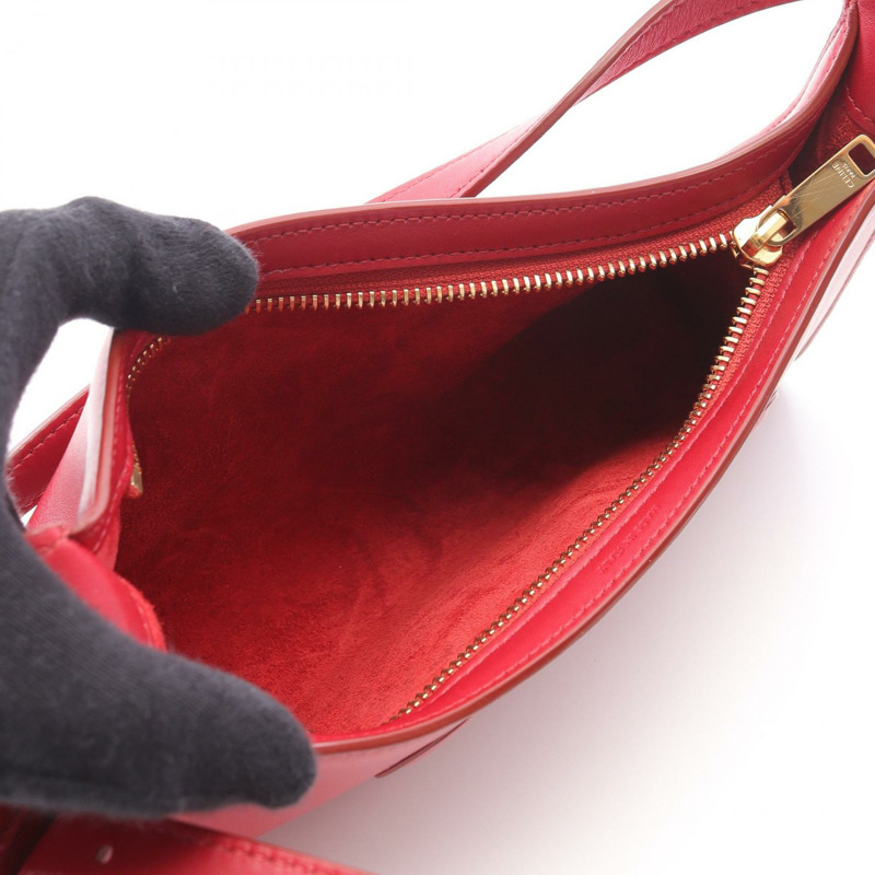 CELINE Cuir Triomphe 單肩包 皮革 紅色 二手 女款 GHW-2