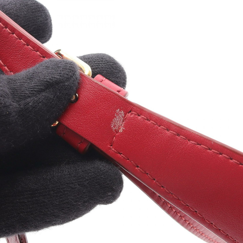 CELINE Cuir Triomphe 單肩包 皮革 紅色 二手 女款 GHW-5