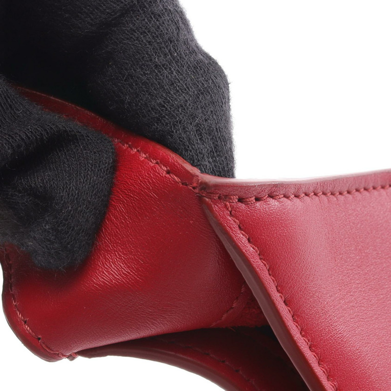 CELINE Cuir Triomphe 單肩包 皮革 紅色 二手 女款 GHW-6