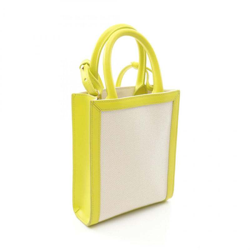 CELINE 迷你垂直翻蓋兩用單肩背包 193302 帆布皮革 米色-1