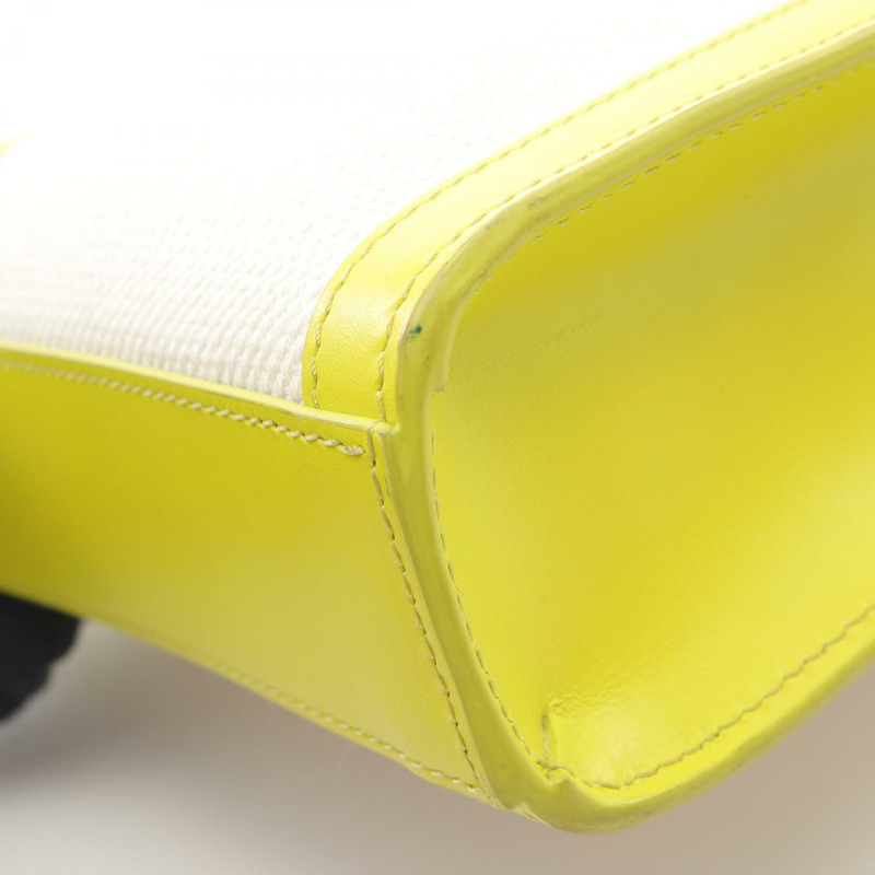 CELINE 迷你垂直翻蓋兩用單肩背包 193302 帆布皮革 米色-5