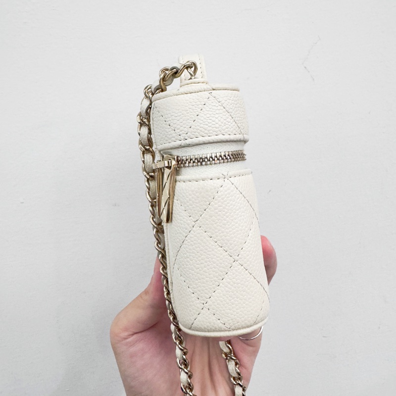 Chanel 白荔枝金釦手提斜背包-2
