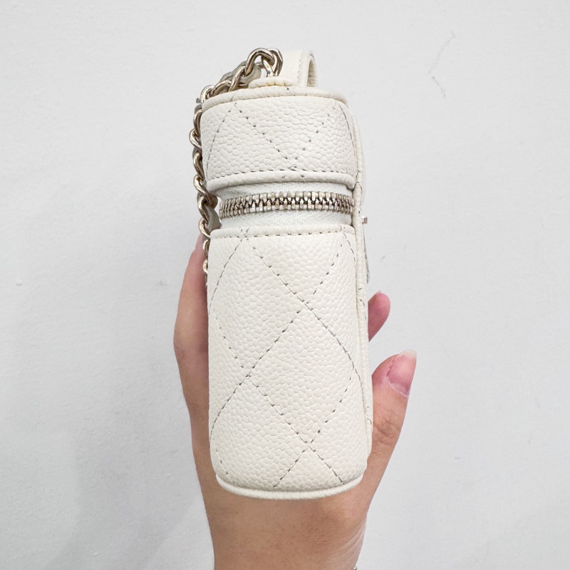 Chanel 白荔枝金釦手提斜背包-3