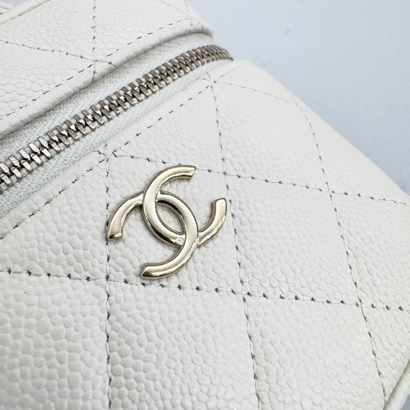 Chanel 白荔枝金釦手提斜背包-7