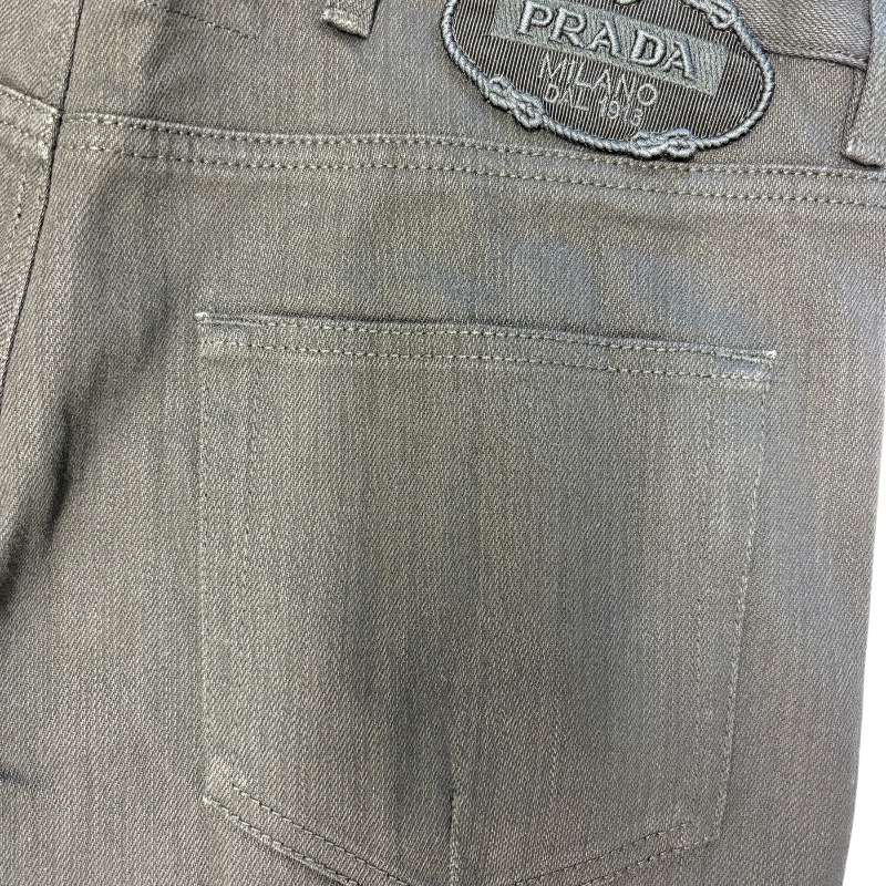 PRADA 刺繡LOGO 丹寧褲 牛仔褲 棉 黑色-3