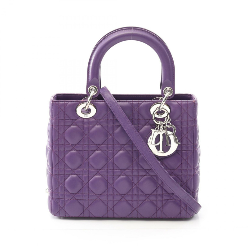 Christian Dior LADY DIOR Cannage 肩背包 CAL44551 皮革 紫色 二手-0