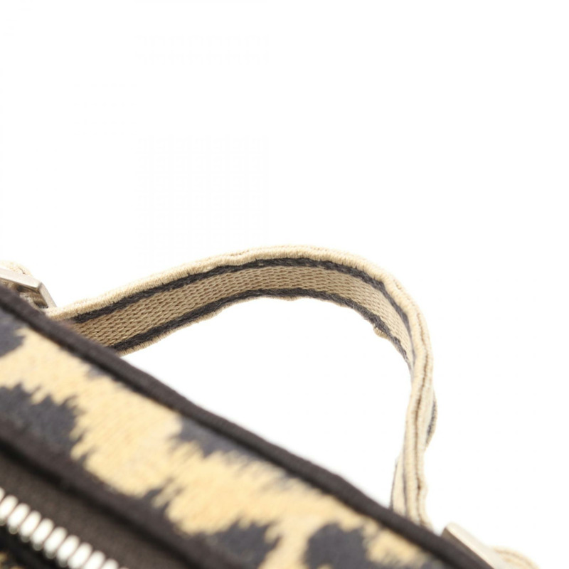 克里斯汀迪奧 DIORTRAVEL 小號化妝包 2 用單肩包 帆布 米色 二手-6