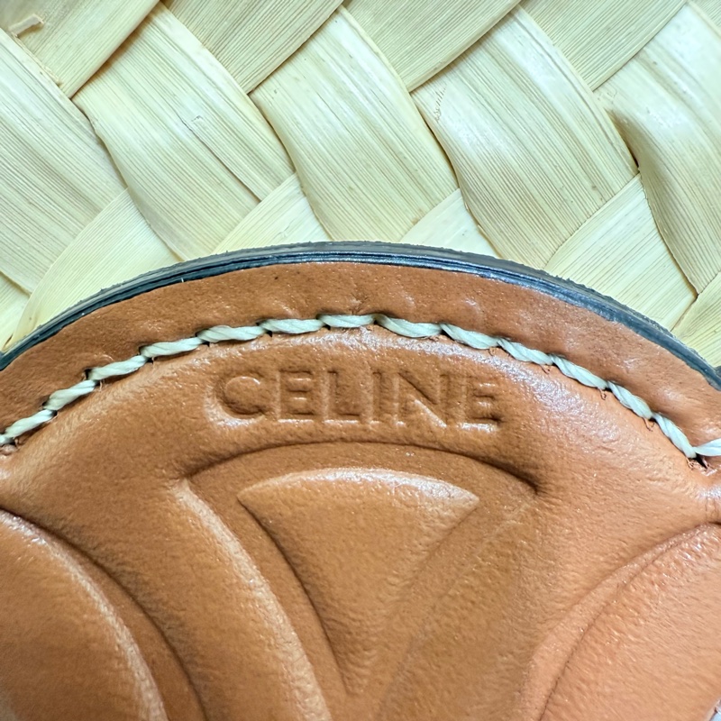 🍙 二手裸包🍙 難見的 CELINE MINI 草竹編拼焦糖皮革手提肩背包🍙-31