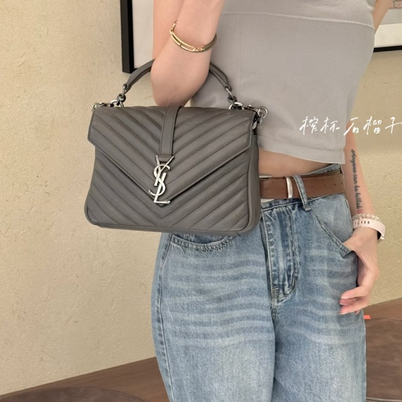 YSL經典郵差包/學院包/
象灰金扣-2