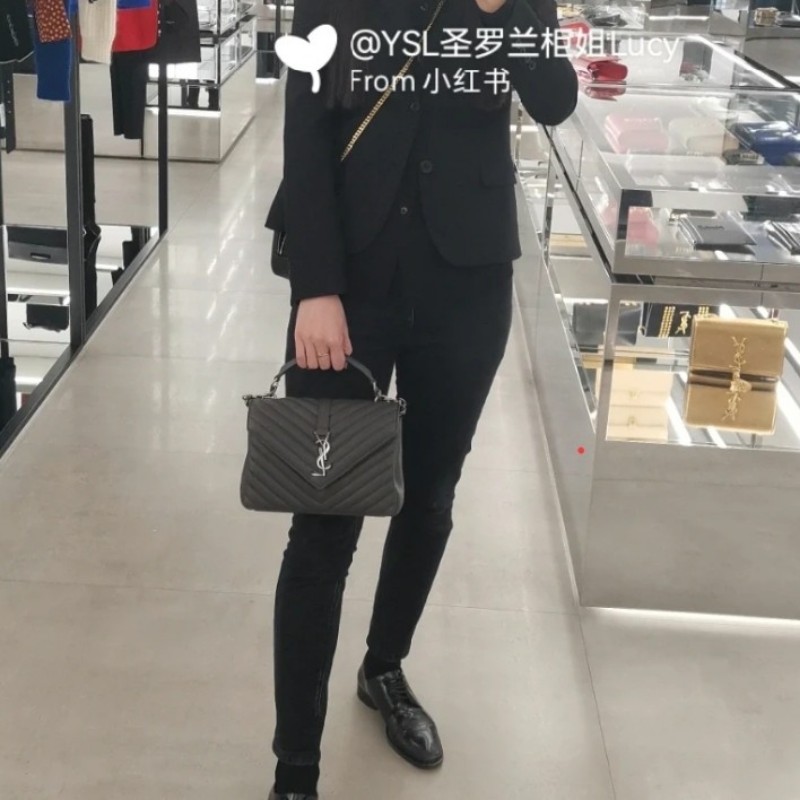 YSL經典郵差包/學院包/
象灰金扣-3