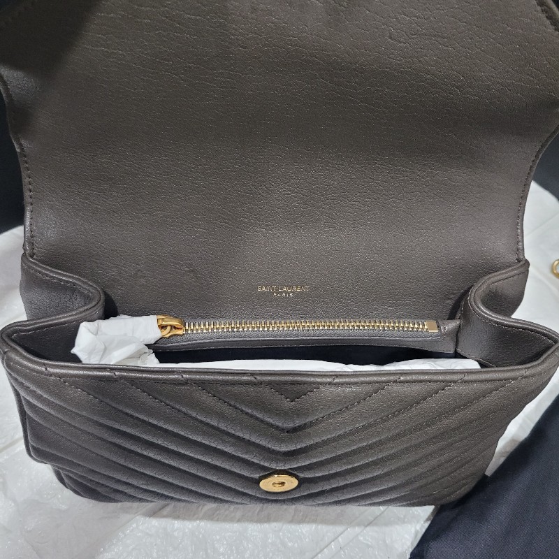 YSL經典郵差包/學院包/
象灰金扣-19