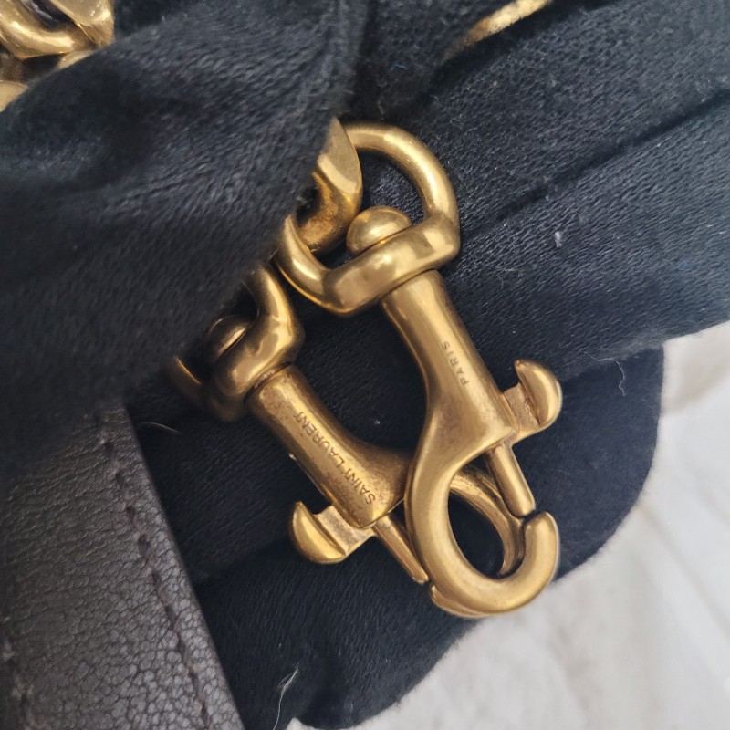 YSL經典郵差包/學院包/
象灰金扣-20