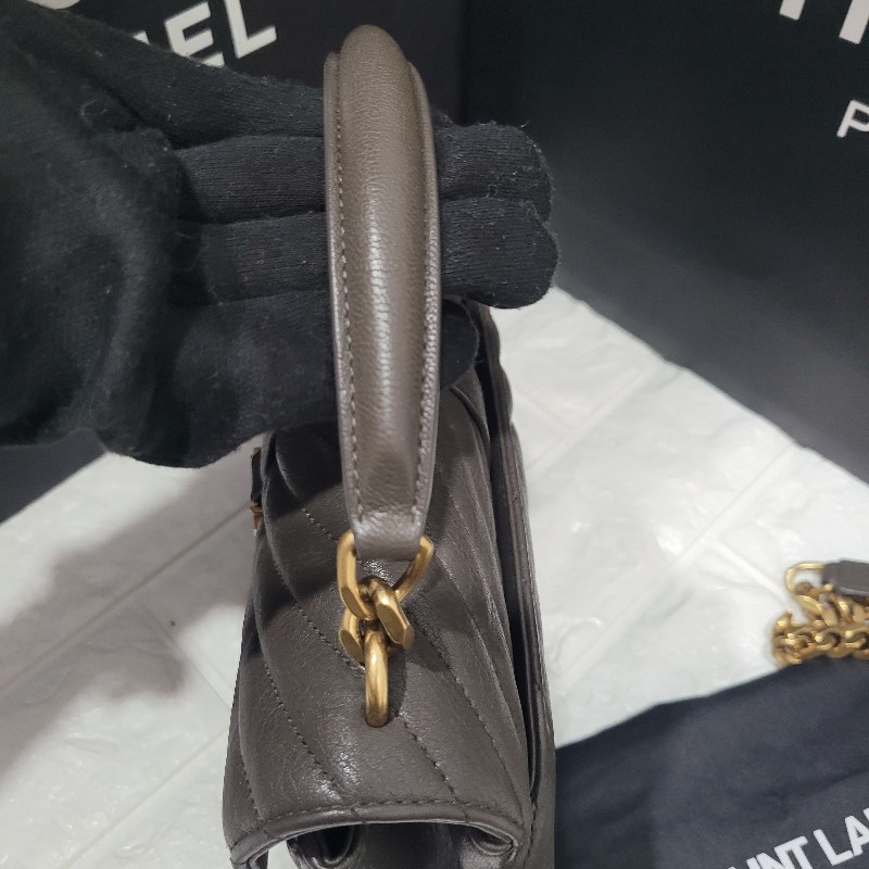 YSL經典郵差包/學院包/
象灰金扣-26