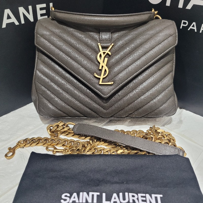 YSL經典郵差包/學院包/
象灰金扣-30