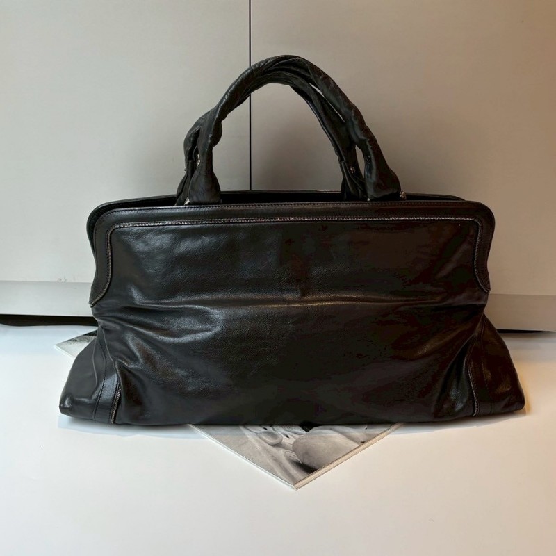 Chanel 黑色小牛皮大雙C但手提橫托特包-1