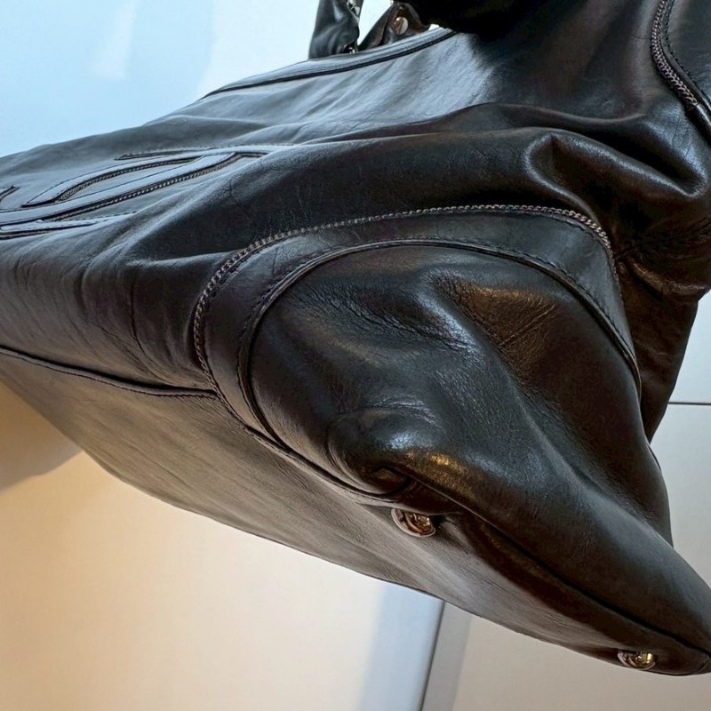 Chanel 黑色小牛皮大雙C但手提橫托特包-9