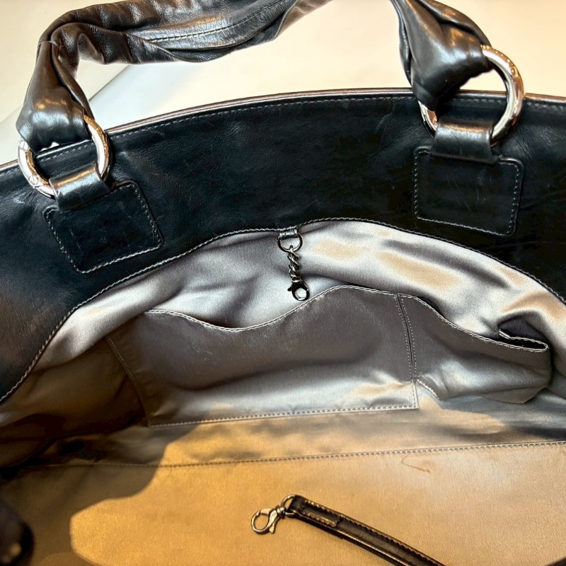 Chanel 黑色小牛皮大雙C但手提橫托特包-17