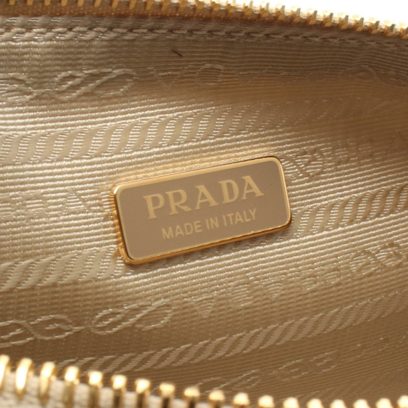 PRADA 單肩包 1BC201 尼龍皮革 米色 二手 女士-3