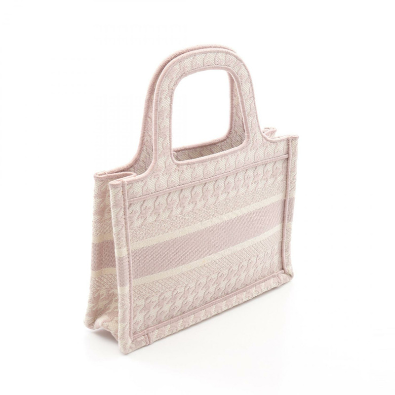 Dior BOOK TOTE 迷你手提包帆布粉紅白色二手女士-1