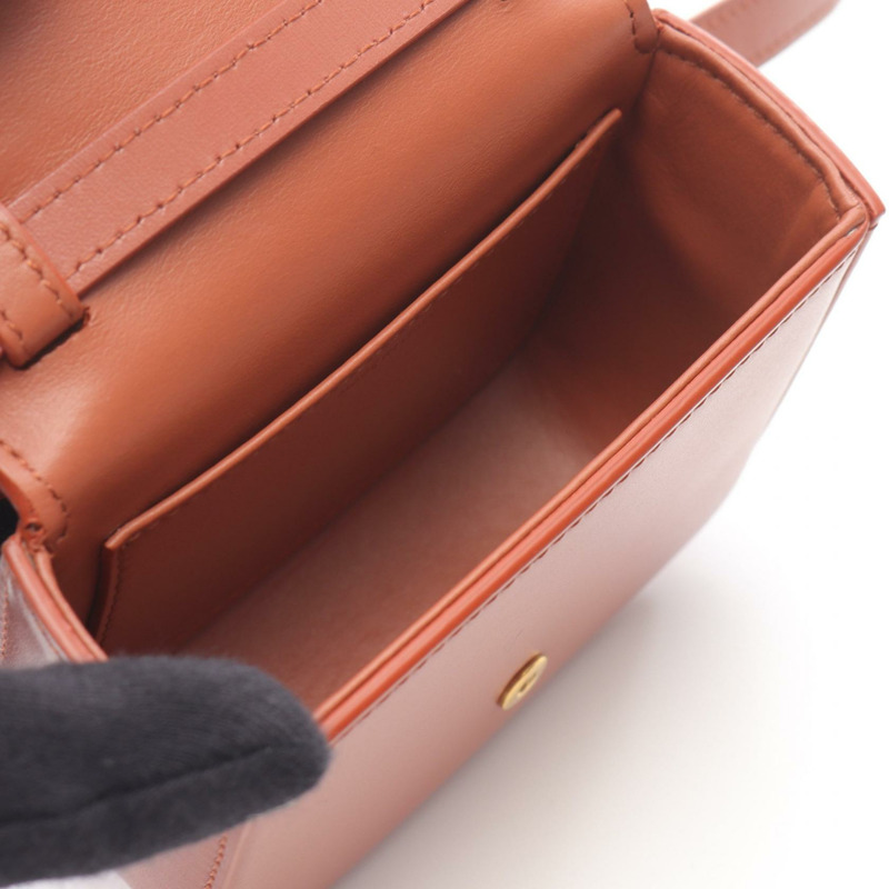 CELINE Mini-Claude Triomphe 斜背包 皮革 棕色 二手 女款 GHW-2