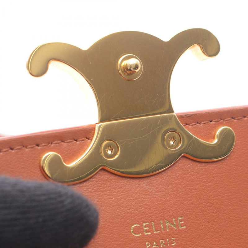 CELINE Mini-Claude Triomphe 斜背包 皮革 棕色 二手 女款 GHW-7