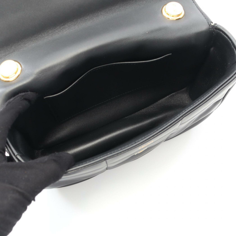 CELINE 單色鏈條單肩包 11127 皮革黑色二手女款-2