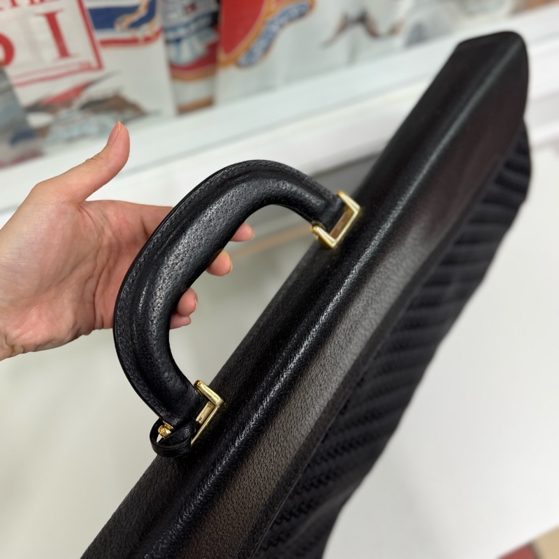 Gucci 摺疊手提行李包 旅行包 黑色 拼接皮革 暗花-5