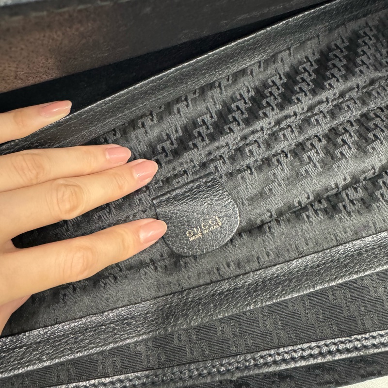 Gucci 摺疊手提行李包 旅行包 黑色 拼接皮革 暗花-8