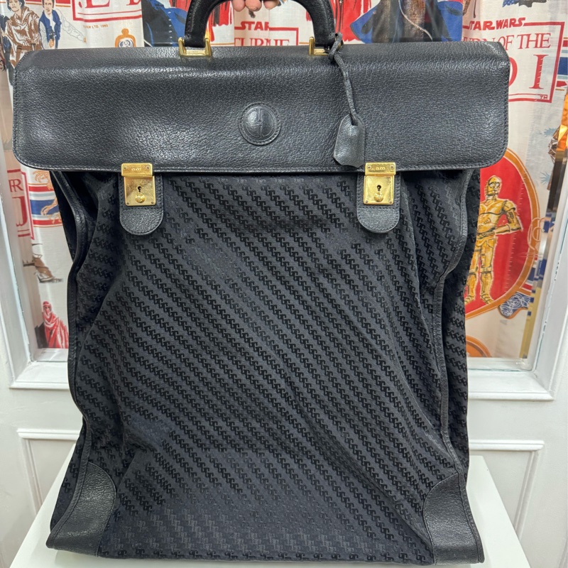 Gucci 摺疊手提行李包 旅行包 黑色 拼接皮革 暗花-11