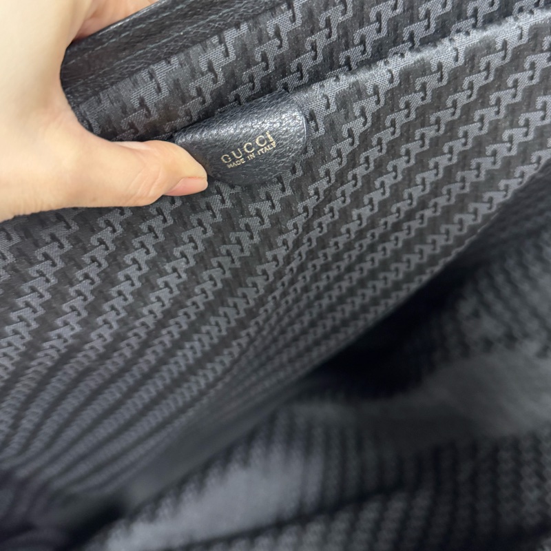 Gucci 摺疊手提行李包 旅行包 黑色 拼接皮革 暗花-23