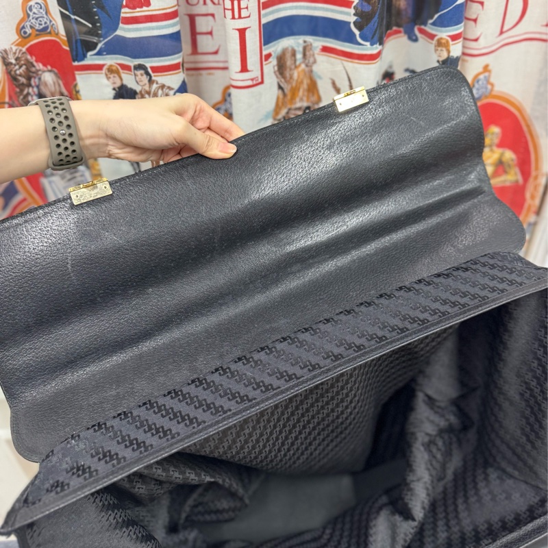 Gucci 摺疊手提行李包 旅行包 黑色 拼接皮革 暗花-26